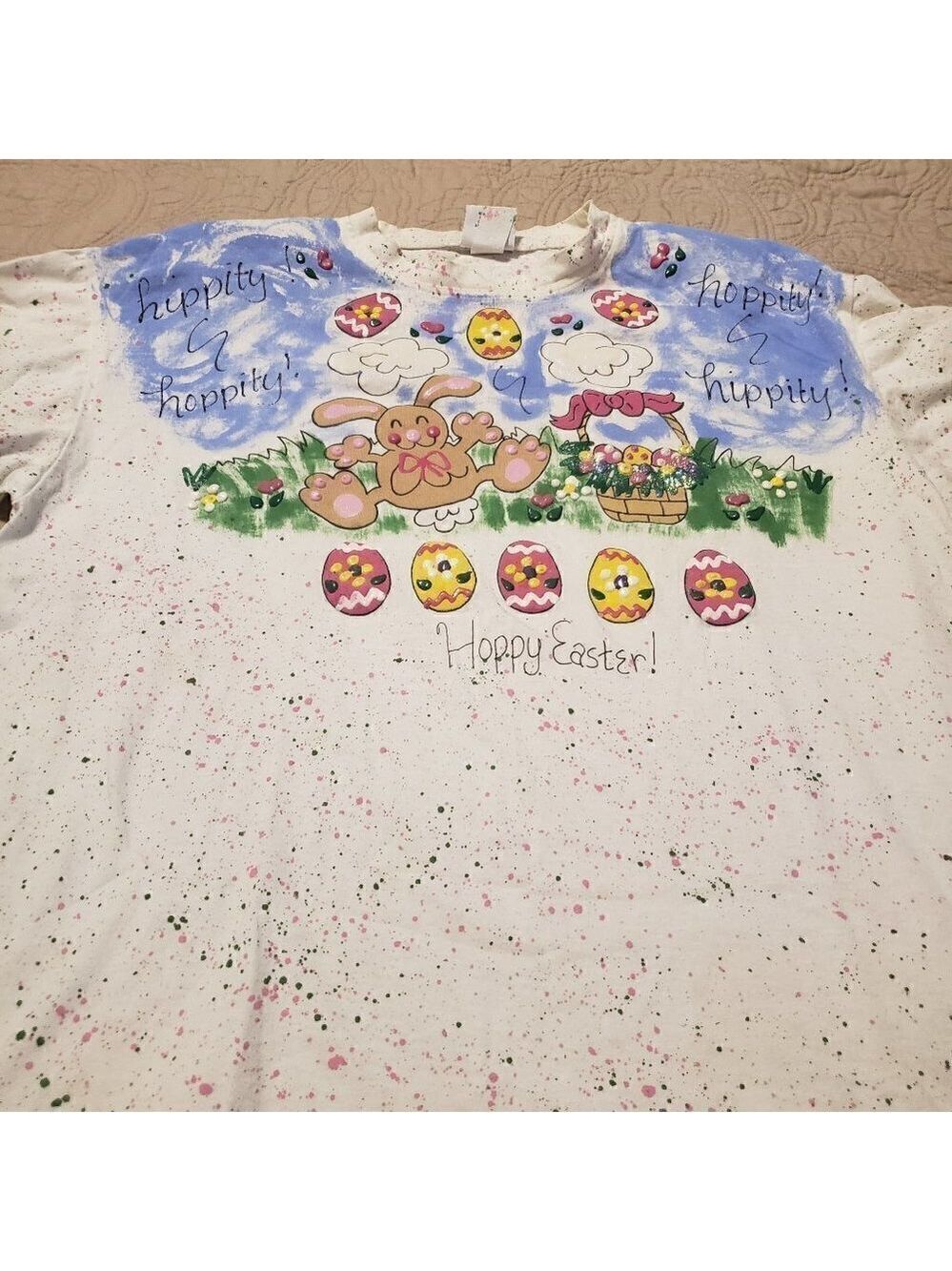 Vintage 90s Fast Fashion Hand Painted Easter Shirt